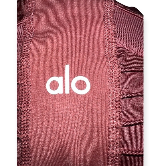 ALO Yoga Moto Legging High Rise Rose Mauve Pink Pleated Mesh active pants XS - Picture 8 of 9